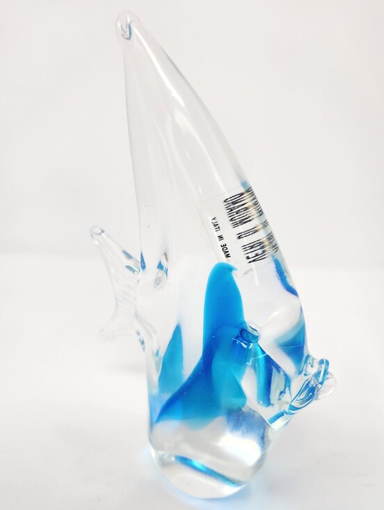 Murano Other - Formia Vetri Di Murano Blue and Clear Glass Fish Art Sculpture